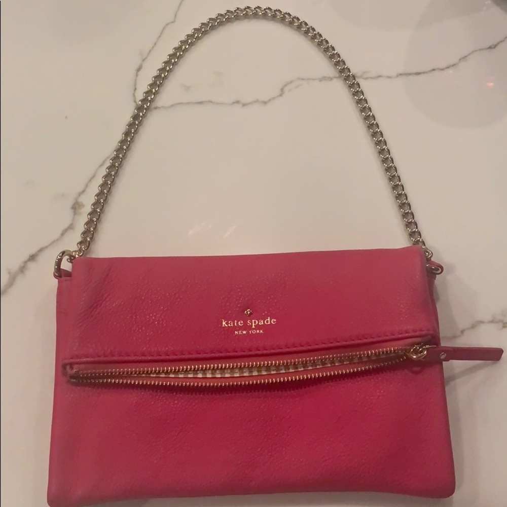 kate spade pink fold over bag